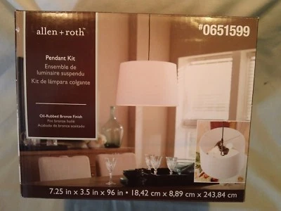Allen + roth 吊坠套件 0651599 油磨青铜金属灯套件带绳 — 第 1/2 张图片