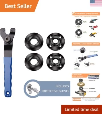 4-Piece Grinder Wrench Set with Safety Gloves - 5/8-11 Compatibility - Image 1 of 4