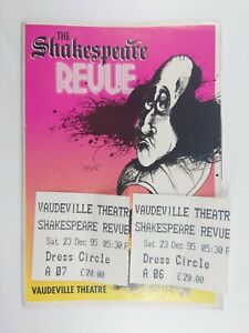 1995 THE SHAKESPEARE REVUE Vaudeville Theatre Susan Blake +2 Tickets 