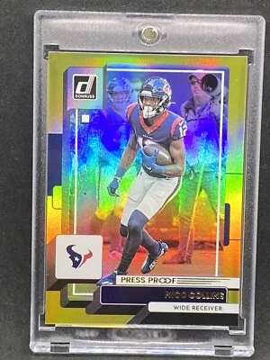 Nico Collins RARE GOLD REFRACTOR INVESTMENT CARD SSP PANINI TEXANS MINT - Image 1 of 2