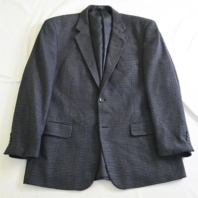 Blazer Botany 500 42R azul Houndstooth 100% lã de cordeiro casaco esportivo terno jaqueta - Imagem 1 de 4