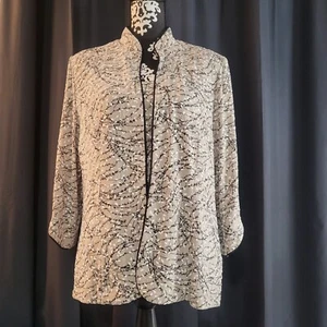 Alex Evenings Jacket Top Set Women's XL Beige & Black Print Twinset Formal - Picture 1 of 13