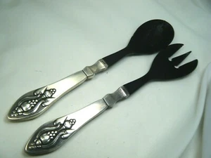 GEORG JENSEN STERLING FUCHSIA KLOKKE SALATSERVER SET (LÖFFELSCHALE ""WIE BESEHEN"") - Bild 1 von 12
