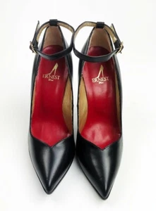 MAISON ERNEST SHOES PUMP SCHUHE ANKLE STRAP ITALY STILETTO HEEL LEDER SCHWARZ 37 - Bild 1 von 9