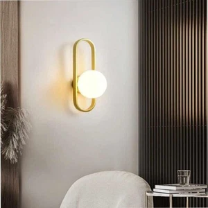 Applique a parete sfera in vetro bianco lampada da muro metallo G9 bronzo aq47 - Foto 1 di 6