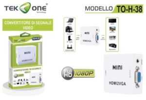 CONVERTITORE SEGNALE VIDEO HDMI a VGA LAPTOP DESKTOP HDTV MONITOR SPEAKER 1080P - Foto 1 di 1
