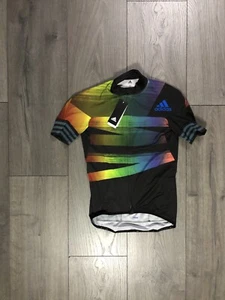 Adidas Adistar Pride Cycling Fitting Jersey Black Size Medium New FJ6571 - Picture 1 of 6