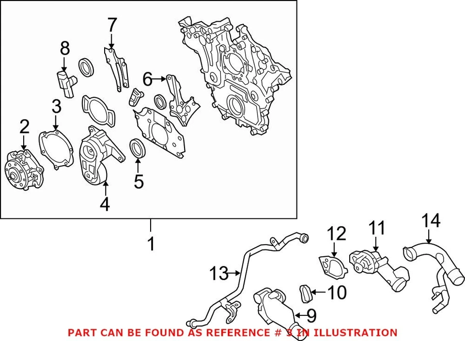 Genuine OEM Engine Water Pump Gasket for Saab 12660159 - Image 1 of 1