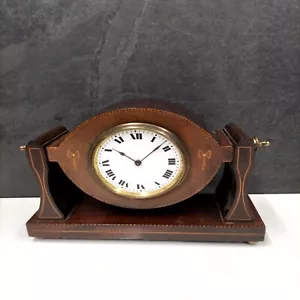 Antique Early 20th Century Mahogany Wood Case Swiss Buren Desk / Mantle Clock - Picture 1 of 10