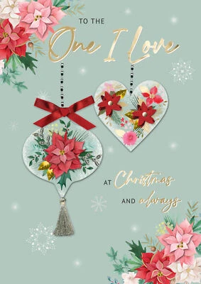 SECOND NATURE To The One I Love Embellished Luxury Lavish Christmas Card Large Xmas Cards
