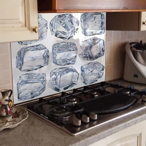 KÜCHENRÜCKWAND Spritzschutz Küche Gehärtetes Glas eis Wasser grau - Bild 1 von 3
