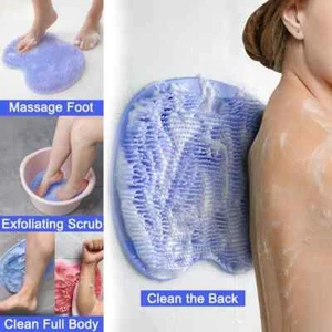 Silicone Shower Back Foot Scrubber Sucker Back Brush Massager Pad Mat Bathroom - Picture 1 of 15