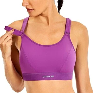SYROKAN Wirefree Front Adjustable Sports Bras for Women Plus Size 34E - Picture 1 of 5