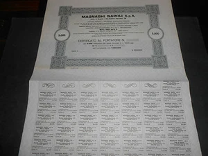 1972 MAGNAGHI NAPOLI S.P.A. PRESTITO OBBLIGAZIONARIO CERTIFICATO AL PORTATORE - Picture 1 of 1