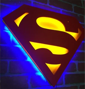 Superman Logo LED Night Light Wall Lamp Wireless Remote Lamp Room Decorate - Picture 1 of 9