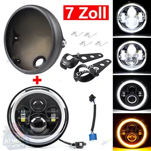 7 Zoll Motorrad LED Scheinwerfer Hi/Lo Projektor mit Mattes Gehäuse + Halterung - Bild 1 von 13
