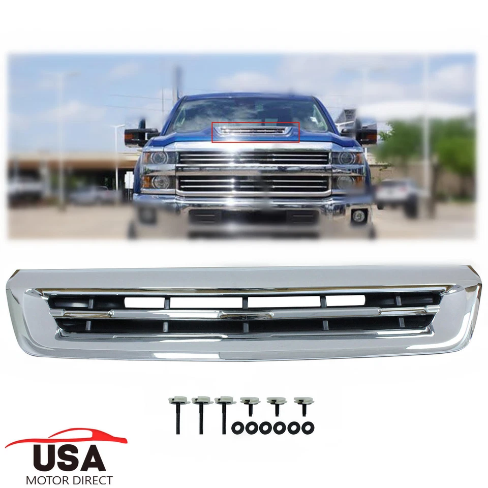 Chrome Hood Ornamentation Vent Fits 2017 2018 2019 Chevy Silverado 2500 3500 - Image 1 of 4