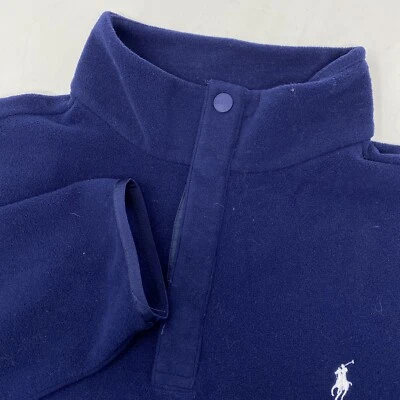 Polo 高尔夫 Ralph Lauren 男式 L 蓝色前口袋 4 按钮长袖套衫 — 第 1/4 张图片