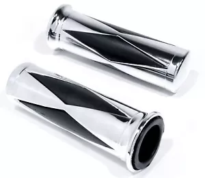 1" Lenker Griffe Set Chrom Diamond für Harley Suzuki Yamaha Kawasaki Cruiser - Bild 1 von 2