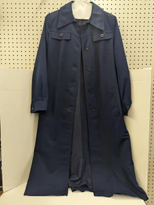 Vtg Forecaster of Boston 70s Navy USA Union Made Polyester Trench Coat 9/10 - Picture 1 of 5