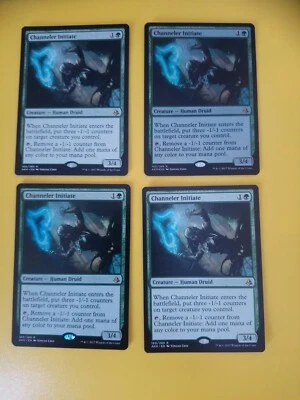 MTG Card. Channeler Initiate. playset. Amonkhet. 1 is foil. Human Druid - Image 1 of 2