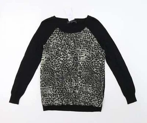 Marks and Spencer Womens Black Animal Print Polyester Blend Sweatshirt Size 6 - Picture 1 of 12