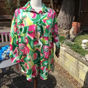 Ladies multi coloured green based Picasso blouse - Picture 1 of 5