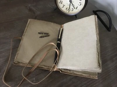 Journal Leather Notebook Vintage Books Handmade Deckle Edge Paper Leather Bound - Image 1 of 4