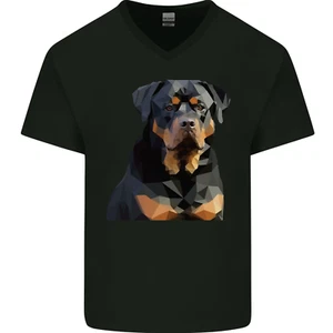 Polygon Rottweiler Dog Mens V-Neck Cotton T-Shirt - Picture 1 of 11