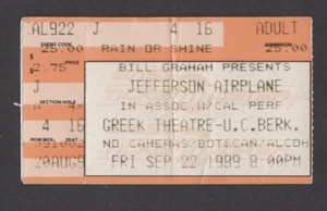 Biglietto Jefferson Airplane 1989 teatro greco Berkeley Stub 9-22-89 - Foto 1 di 2