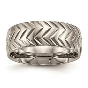 Titanium Polished Diamond Cut Ring - Picture 1 of 19