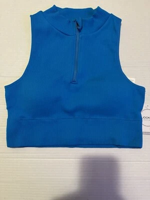 Sujetador deportivo Jockey azul acanalado cuarto cremallera Foto 1 de 4