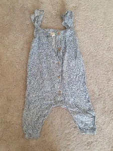 H&M Baby Girls 6-9 Months Playsuit Floral Blue 100% Cotton - Picture 1 of 4