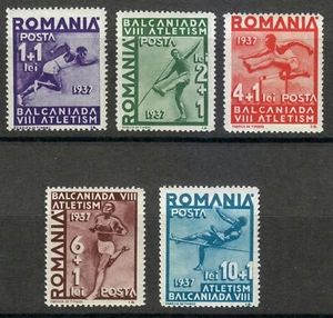 Romania 1937 MNH Mi 538-542 Sc B77-B81 8th Balkan Games, Bucharest ** - Picture 1 of 2
