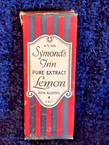 Botella y caja de extracto de limón vintage Symond's Inn Rexall St. Louis Mo. Boston Mass - Imagen 1 de 6