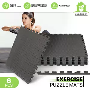 6 pz tappetino esercizio puzzle nero EVA tappetino in schiuma piastrelle palestra casa yoga 24 piedi quadrati - Foto 1 di 11