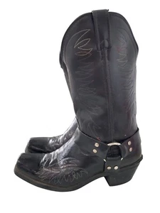 Laredo Square Toe Harness Westernstiefel Größe 9,5 schwarz Leder Grunge Rodeo Farm - Bild 1 von 11