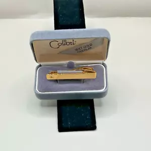 Vintage 90's 18kt Gold Overlay Tie Clip New In Box by Colibri - Picture 1 of 8