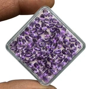 50 Stck. Natürlicher Lila Amethyst 5x3 mm Birnenschliff Lose Unbehandelt Edelsteine Posten - Bild 1 von 9