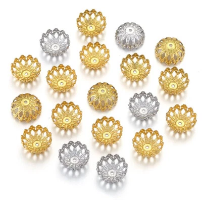 50 piezas Acero Inoxidable 12mm Flor Hueca Hágalo Usted Mismo Joyería Hacer Cuentas Tapas Foto 1 de 4