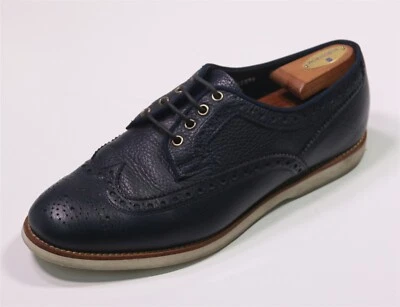 Tênis Oxford Masculino Santoni Azul Marinho Ponta de Asa Grão de Seixo Sola de Borracha EUA 9.5 - Imagem 1 de 4