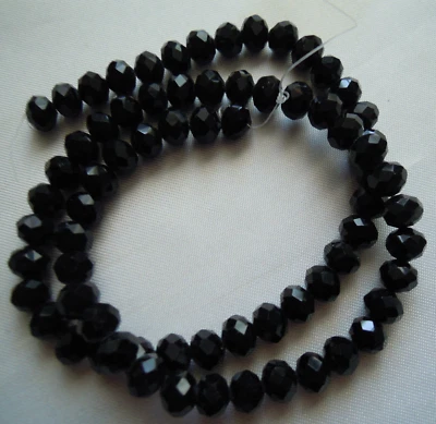 65-68   Böhmische Glasperlen  schliffperlen  SCHWARZ  ca 8 x 6   mm  #  037 - Bild 1 von 2