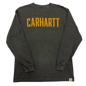Carhartt Logo T-Shirt Anthrazit Herren S Relaxed Fit Langarm - Bild 1 von 11