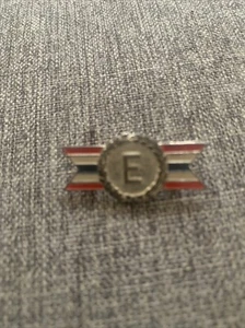 Vintage Sterlingsilber rot weiß blau Emaille Armee Marine Auszeichnung Band Brosche Anstecknadel - Bild 1 von 3