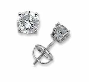 14K White Gold 0.10 Ct Natural Diamond Stud Certified Earring - Picture 1 of 4