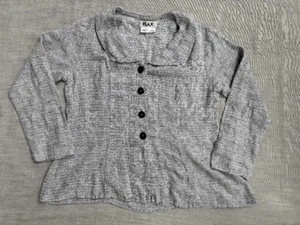 Flachs Damen geknöpfte Leinen Jacke Bluse ausgestellter Saum locker GRAU - Größe Small - Bild 1 von 7