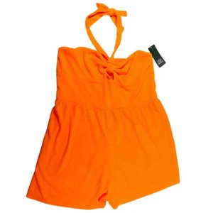 Wild Fable Solid Orange Halter Romper Summer Casual One Piece Women - Large - Picture 1 of 8
