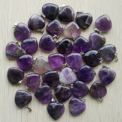 Natural Amethyst Stone Love Heart Pendants 50pcs Wholesale for Jewelry Making - image 1 of 3