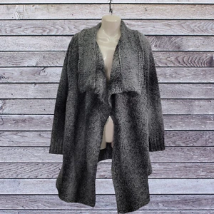 Elsamanda Women's Cable Knit Sweater Long Sleeve Black/Gray Marled Large Italy - Picture 1 of 8
