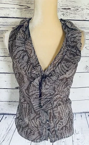 Camiseta sin mangas para mujer talla 2 Ann Taylor con botones volantes cuello en V 100 % algodón suave - Imagen 1 de 10